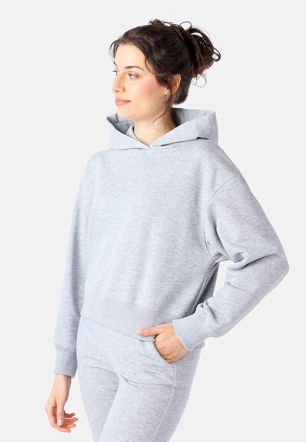 Bellivalini Kapuzenpullover kurz Damen Sportanzug Oberteil Jogging Pullover BLV208 XS Melange, XS Me