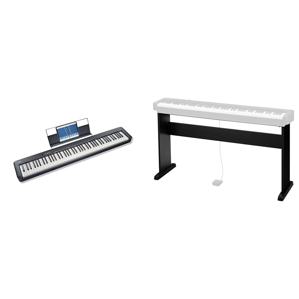 Casio CDP-S110BK Digitalpiano schwarz mit 88 gewichteten Tasten & CS-46P Basisstand schwarz für Casi