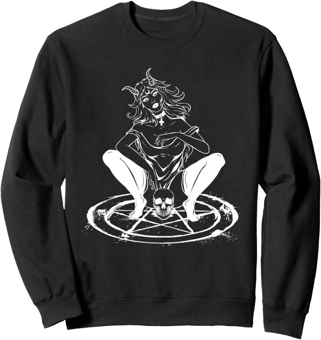 Demon Girl Pentagram Occult Sweater Pagan Goth Gifts Sweatshirt