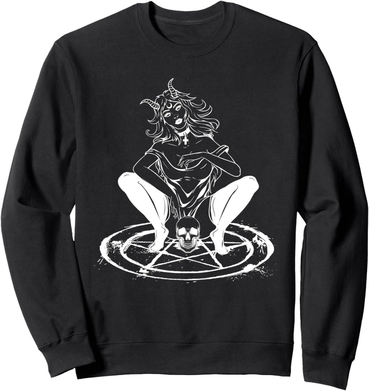 Demon Girl Pentagram Occult Sweater Pagan Goth Gifts Sweatshirt