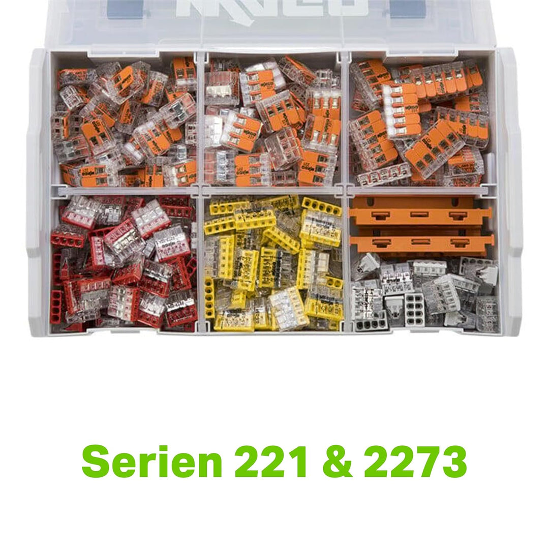 WAGO® Original-Set, L-Boxx Mini, Verbindungsklemmen mit Hebel, Dosenklemmen, 887-955 (352 Teile) 887