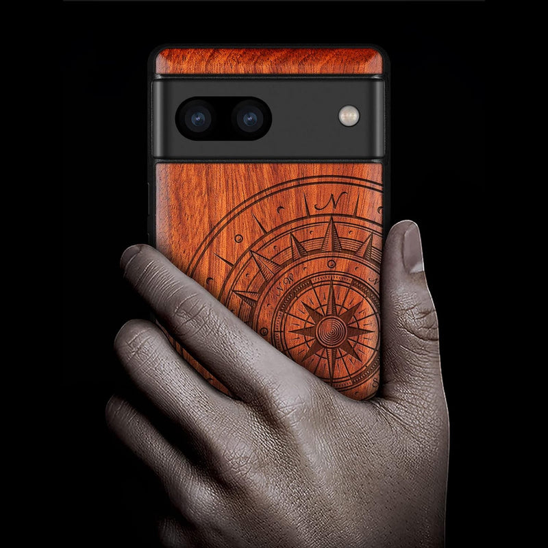 Carveit Holz Handyhülle für Google Pixel 7a Cover [Einzigartiges Design Case] Stossstange hülle Komp