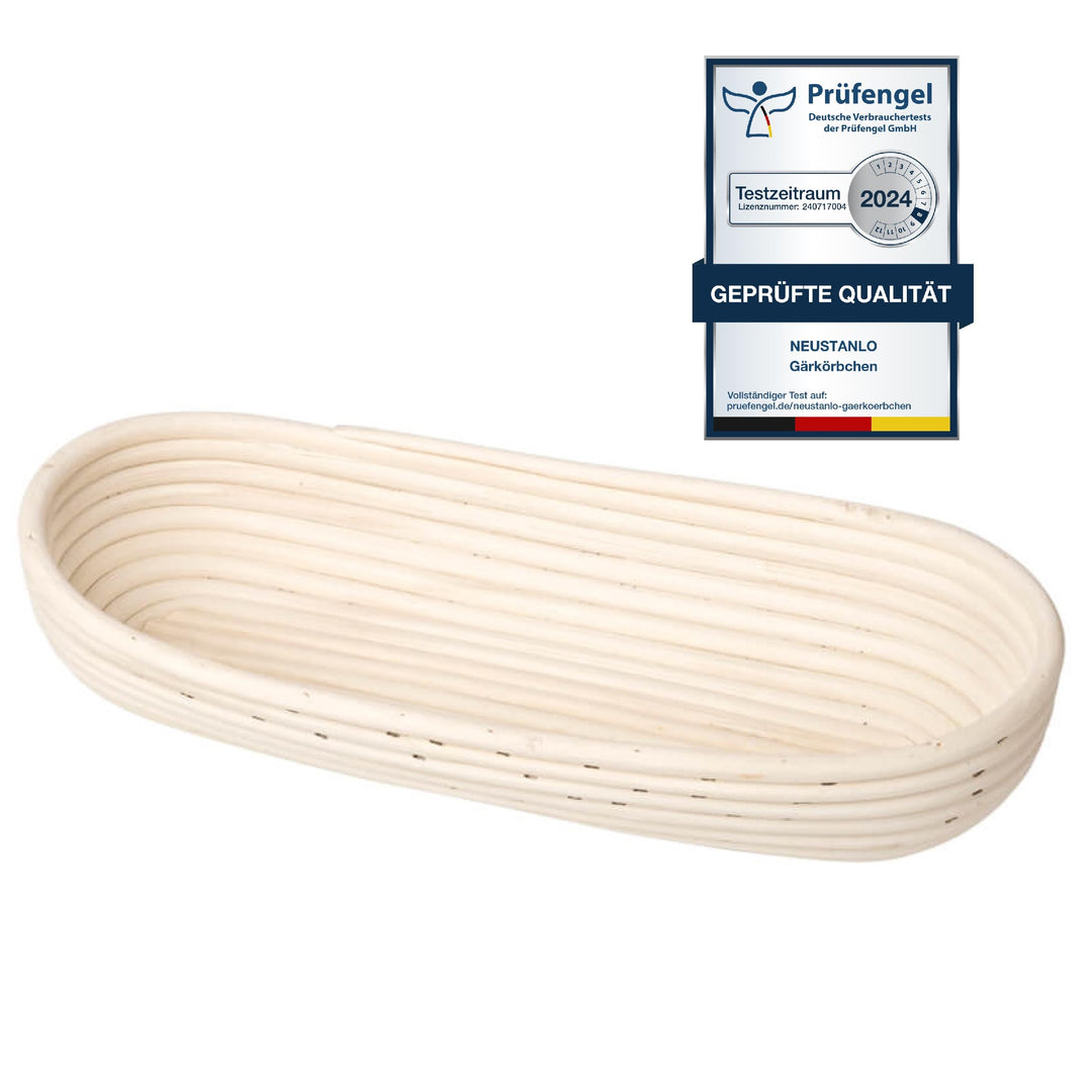 Neustanlo | Gärkörbchen oval 42 cm | für 1,0-1,5 kg Teig | für perfekt geformtes, handgemachtes Brot