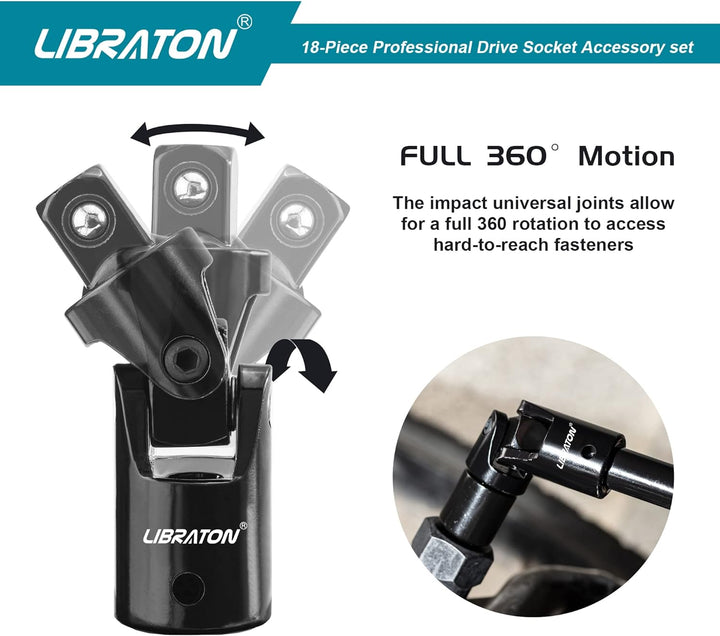 Libraton 18tlg Steckschlüssel Verlängerung Satz, Zoll Verlängerung Set, Steckschlüssel Adapter 1/4"