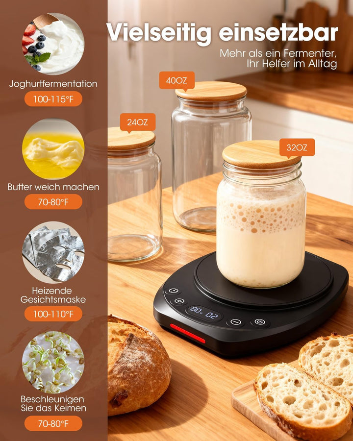 MQUPIN Sauerteig Starter Warmer,Brotbacken werkzeuge 21-49°C,Präzise Temperaturregelung 1°C, 24-Stun