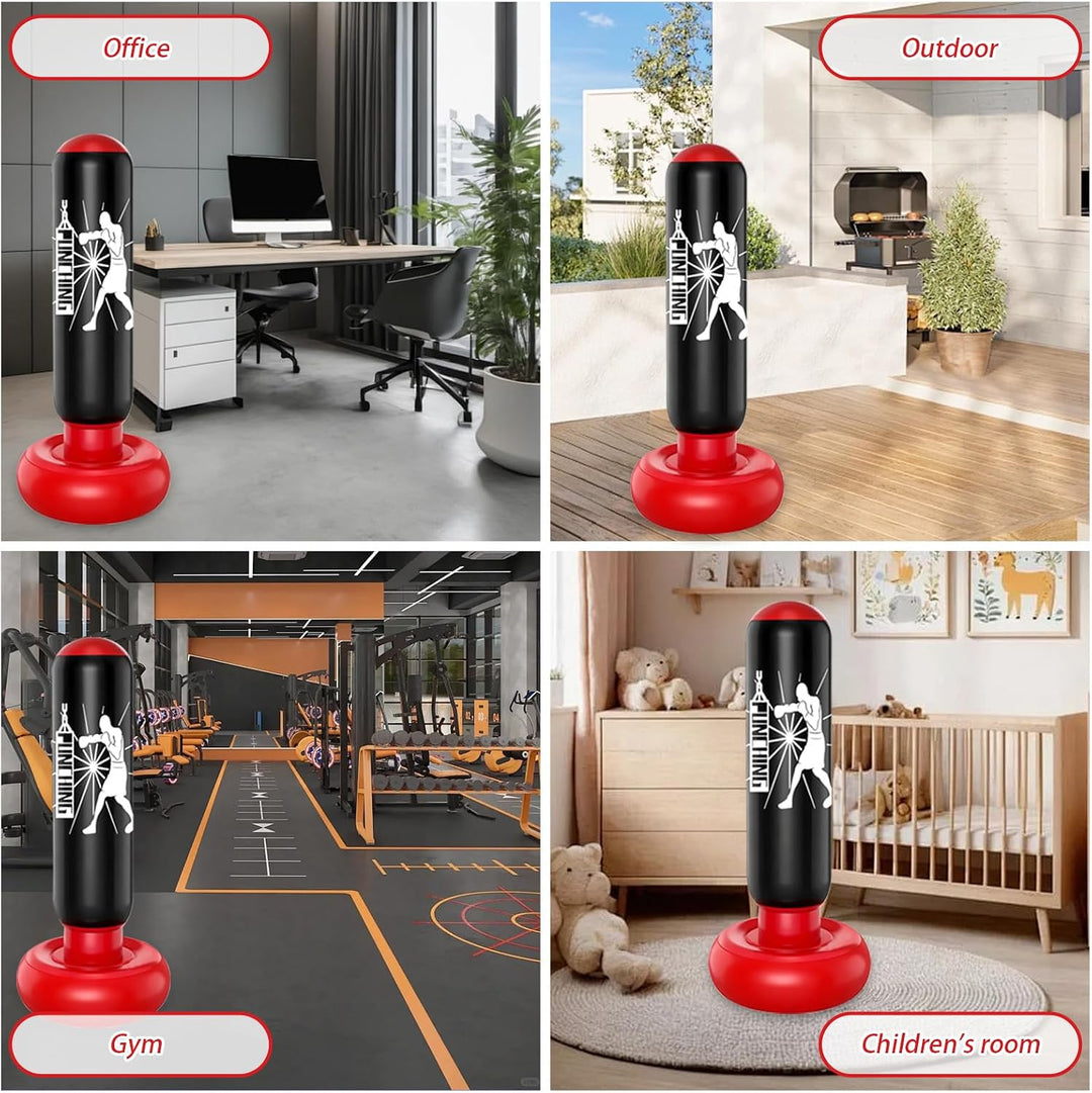 Boxsack Kinder Stehend 160cm - Aufblasbarer Standboxsack Mit Fusspumpe - Punchingball Kinder Für Zuh