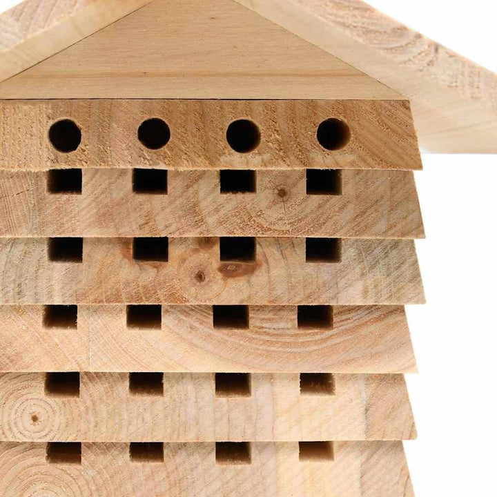 Bienenhotel aus massivem Tannenholz 22x20x20 cm mit witterungsbeständigem Design, stapelbare Nester,