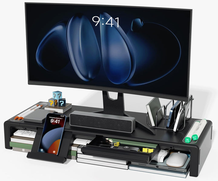 OImaster Monitorständer Riser, Faltbarer Computer-Monitorerhöhung, Computerständer mit Aufbewahrungs