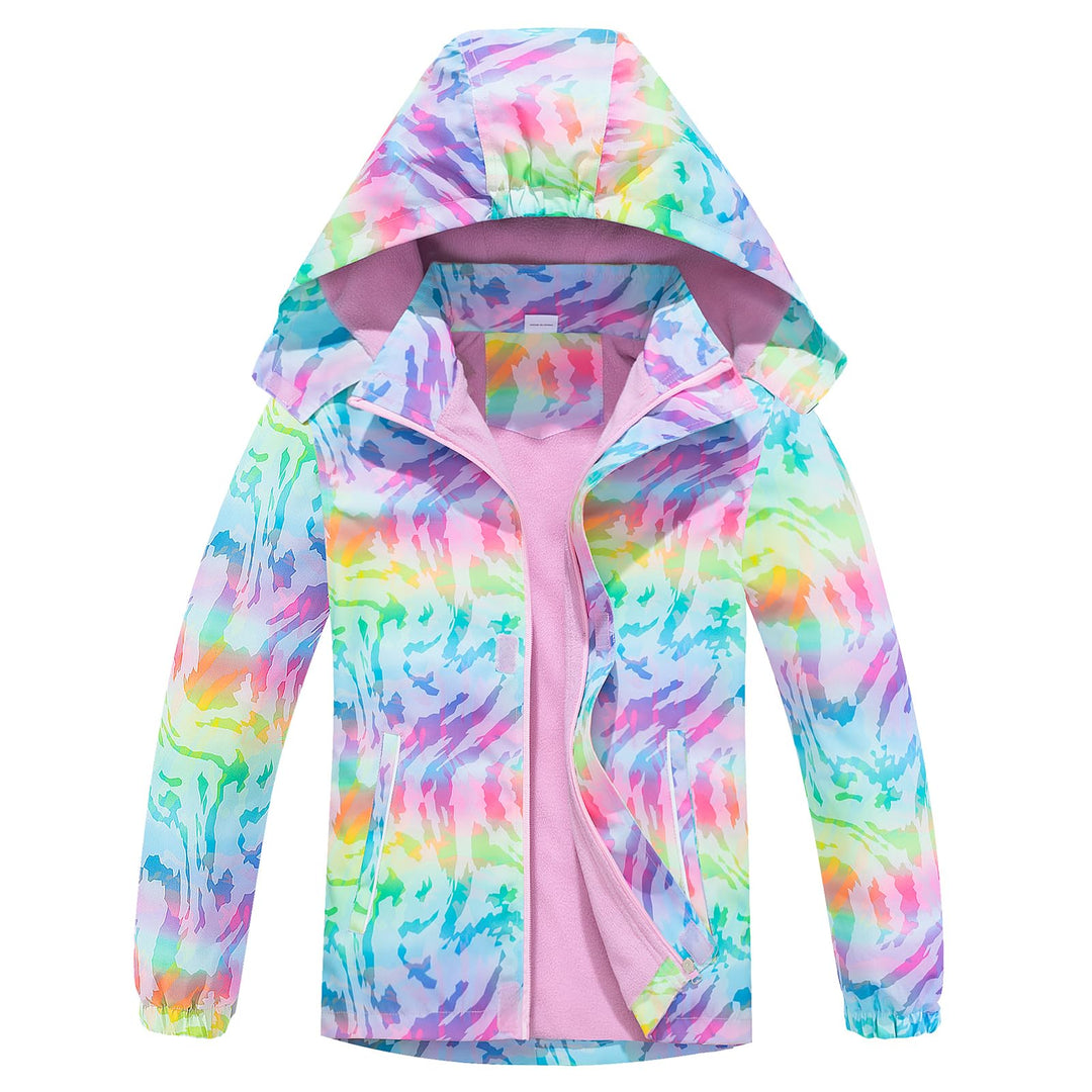 SXSHUN Kinder Mädchen Softshell Jacke mit Fleecefütterung Übergangsjacke Druck Wanderjacke Outdoorja