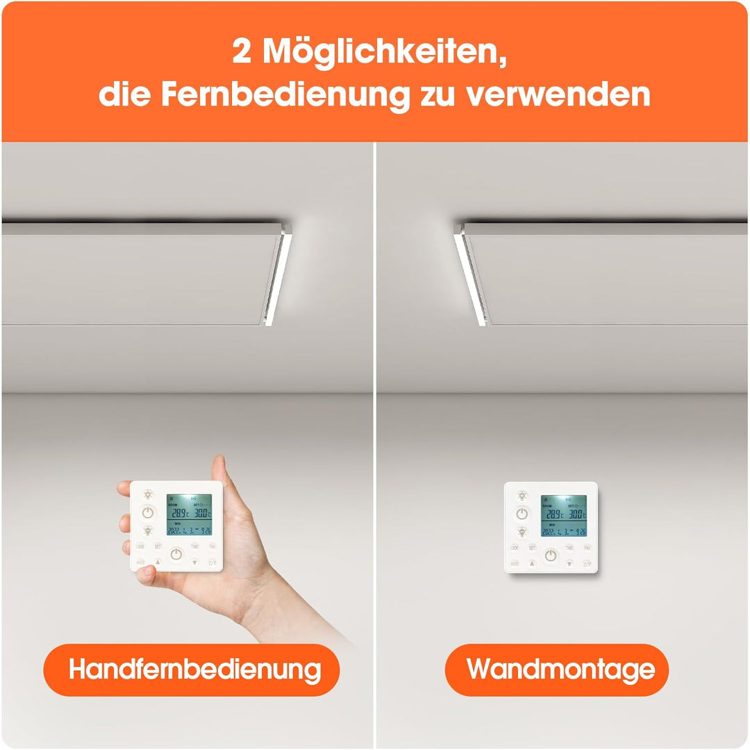 Infrarotheizung Deckenmontage 700W, Infrarot Deckenheizung mit LED Licht Beleuchtung Kaltweiss/Warmw