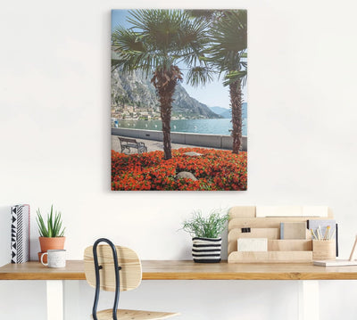 ARTland Leinwandbilder Wandbild Bild auf Leinwand 45 x 60 cm Wanddeko Natur Pflanzen Palme Pier Prom