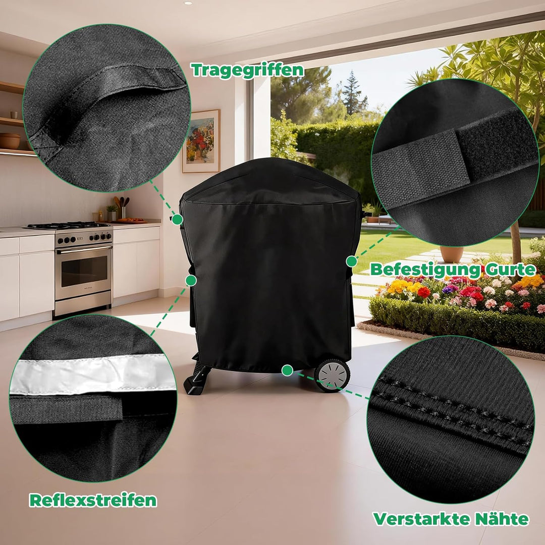 WELL GRILL Grillabdeckung Wetterfest für Weber Q100/Q1000/Q200/Q2000 Serie mit tragbarem Wagen, 7113
