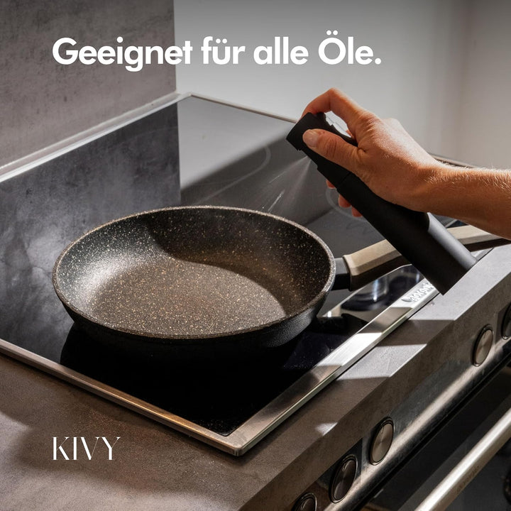 KIVY Ölsprüher zum Kochen [Edelstahl & Glas] Präzise Öl Sprühflasche - Sprühflasche Öl - Ölsprüher f