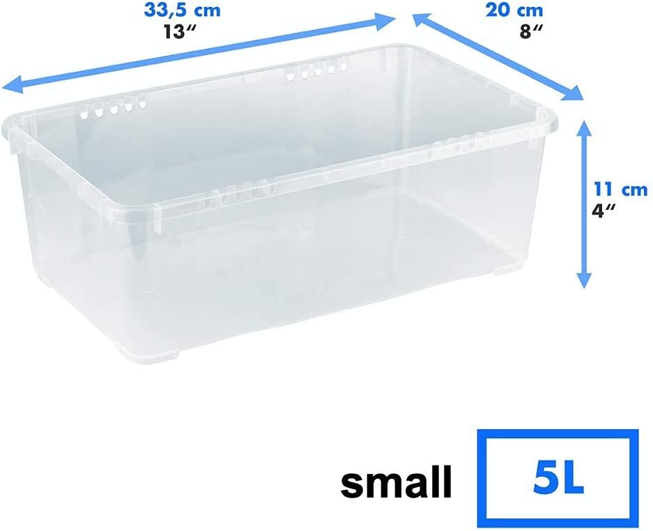 Grizzly Aufbewahrungsboxen 12 x 5 L mit Deckel transparent - Klarsichtboxen stapelbar mit Belüftung
