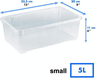 Grizzly Aufbewahrungsboxen 12 x 5 L mit Deckel transparent - Klarsichtboxen stapelbar mit Belüftung