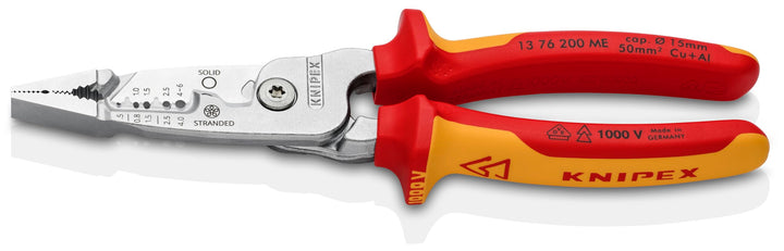 KNIPEX 13 76 200 ME Multifunktions-Elektrikerzange metrisches Modell isoliert mit Mehrkomponenten-Hü