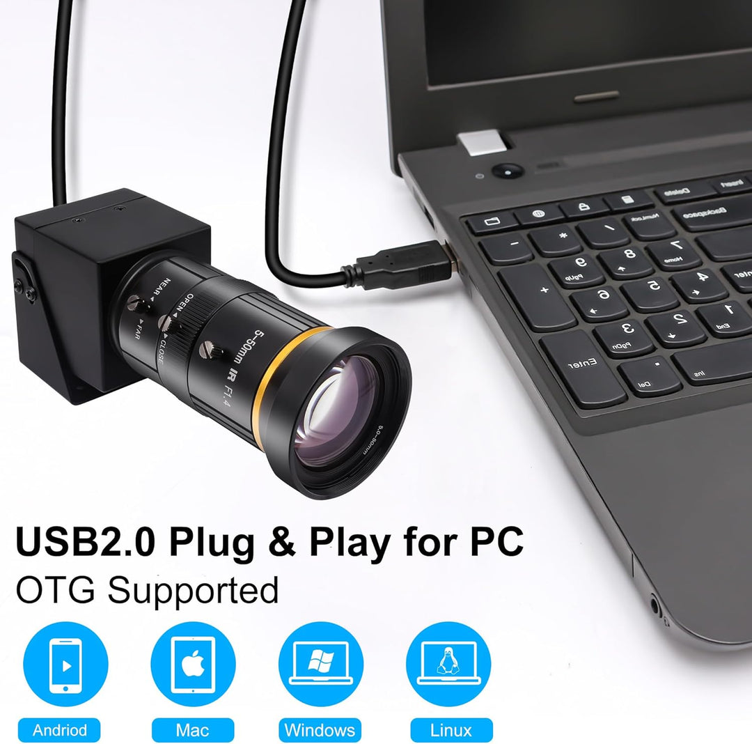 Svpro HDMI USB Kamera 4K Streaming Webcam mit 5-50mm Telephoto Zoom Manuelles Objektiv, USB Industri