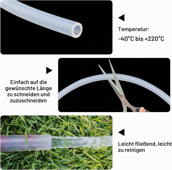 iMeistek Silikonschlauch 10mm ID x 13mm OD 6 Meter, Flexibler Lebensmitteltaugliche Schlauch Silikon