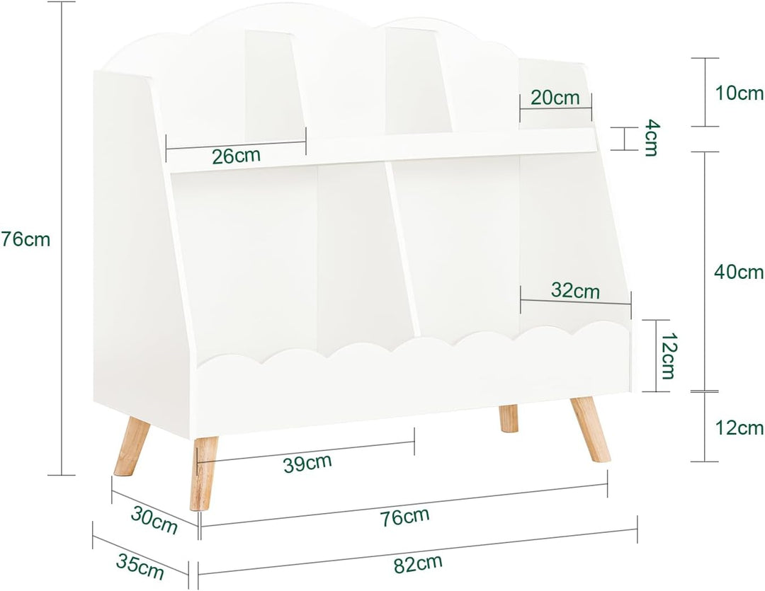 SoBuy Kinderregal mit 5 Fächern Aufbewahrungsregal für Kinder Bücherregal Montessori Regal weiss BHT