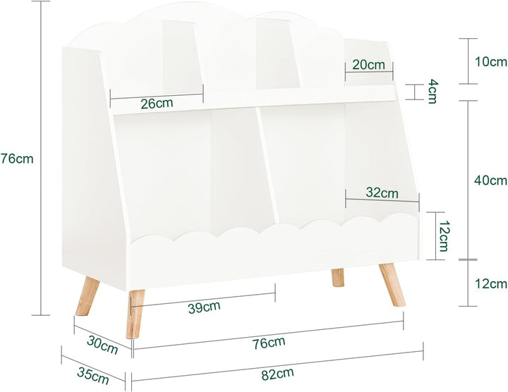 SoBuy Kinderregal mit 5 Fächern Aufbewahrungsregal für Kinder Bücherregal Montessori Regal weiss BHT