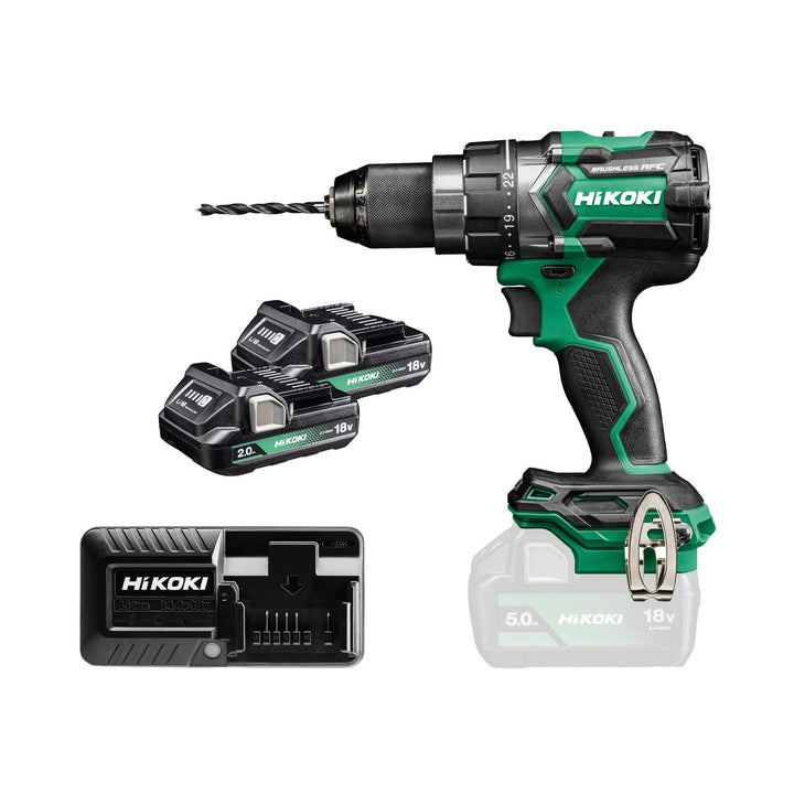 HiKOKI Akku-Bohrschrauber DS18DA (18V, Li-Ion, 50 Nm, 20-stufige Drehmomenteinstellung, LED, im Tran