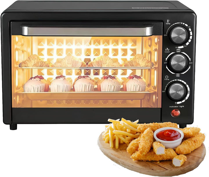 Mini Backofen, Mini Backofen 22L mit Backblech und Grillrost, Pizzaofen 800W, 90-250 °C, Timer 0-60