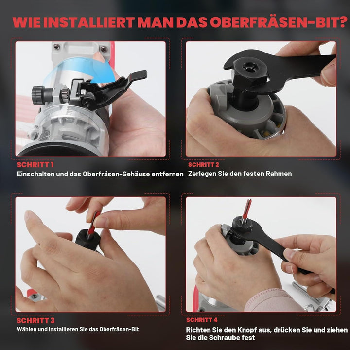 800 W schnurloser Holzfräser für Milwaukee M18 18 V Akku, Aluminiumbasis, bürstenloses 30000 U/min,