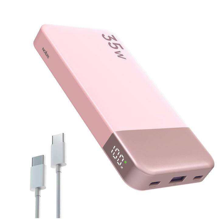 NOBIS 35W Power Bank 10000mAh, Externer Akku mit Digitalanzeige, USB C Ladegerät Schnellladen PD QC,