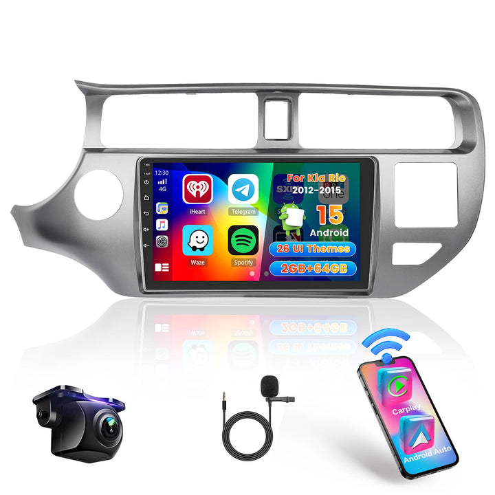 Hikity 2+64G Android 15 Autoradio Navi Für Kia Rio 2012-2015 Mit Wireless CarPlay Android Auto Mirro