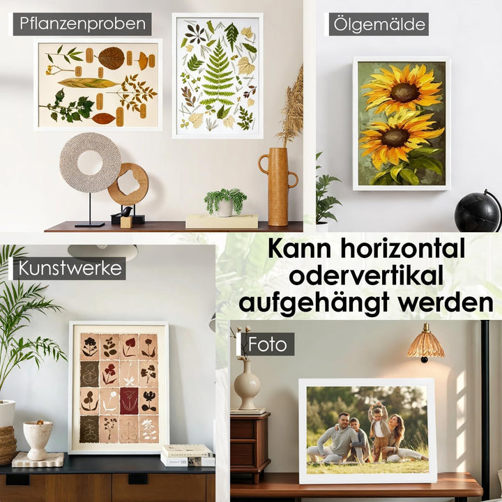 3D Bilderrahmen zum Befüllen, 41,5 x 31,5 x 4,5cm Weiss Shadow Box, 3D Objektrahmen Tiefer 3cm für H