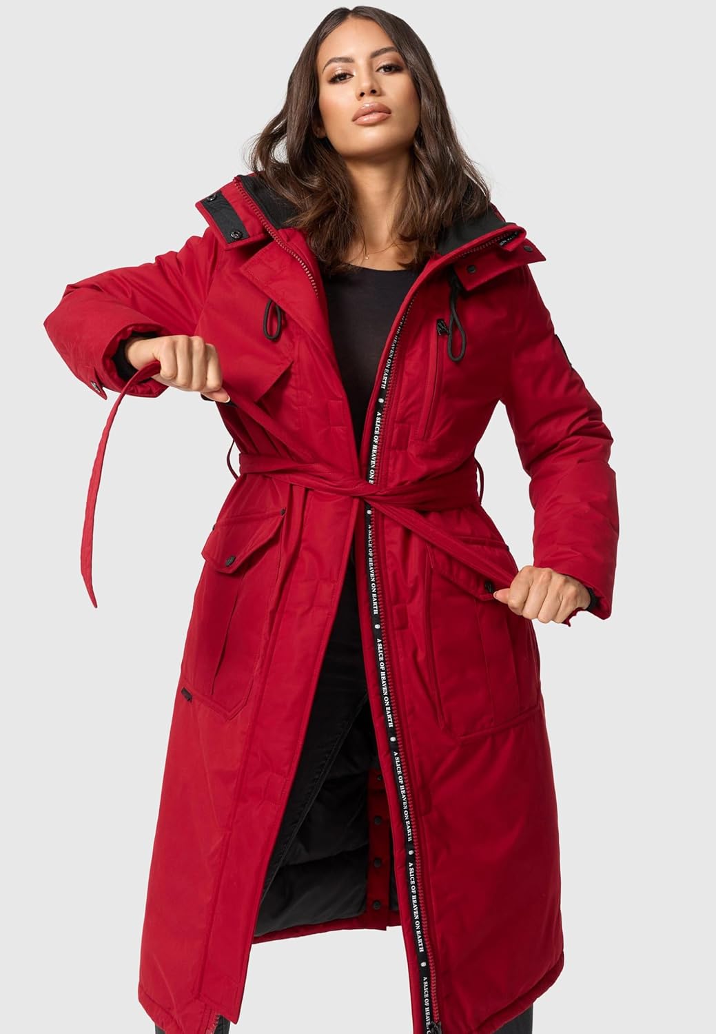 Navahoo Damen Wintermantel Warmer Parka lang mit hohem Kragen und weicher Kapuze Hokulanii XS-XXL L