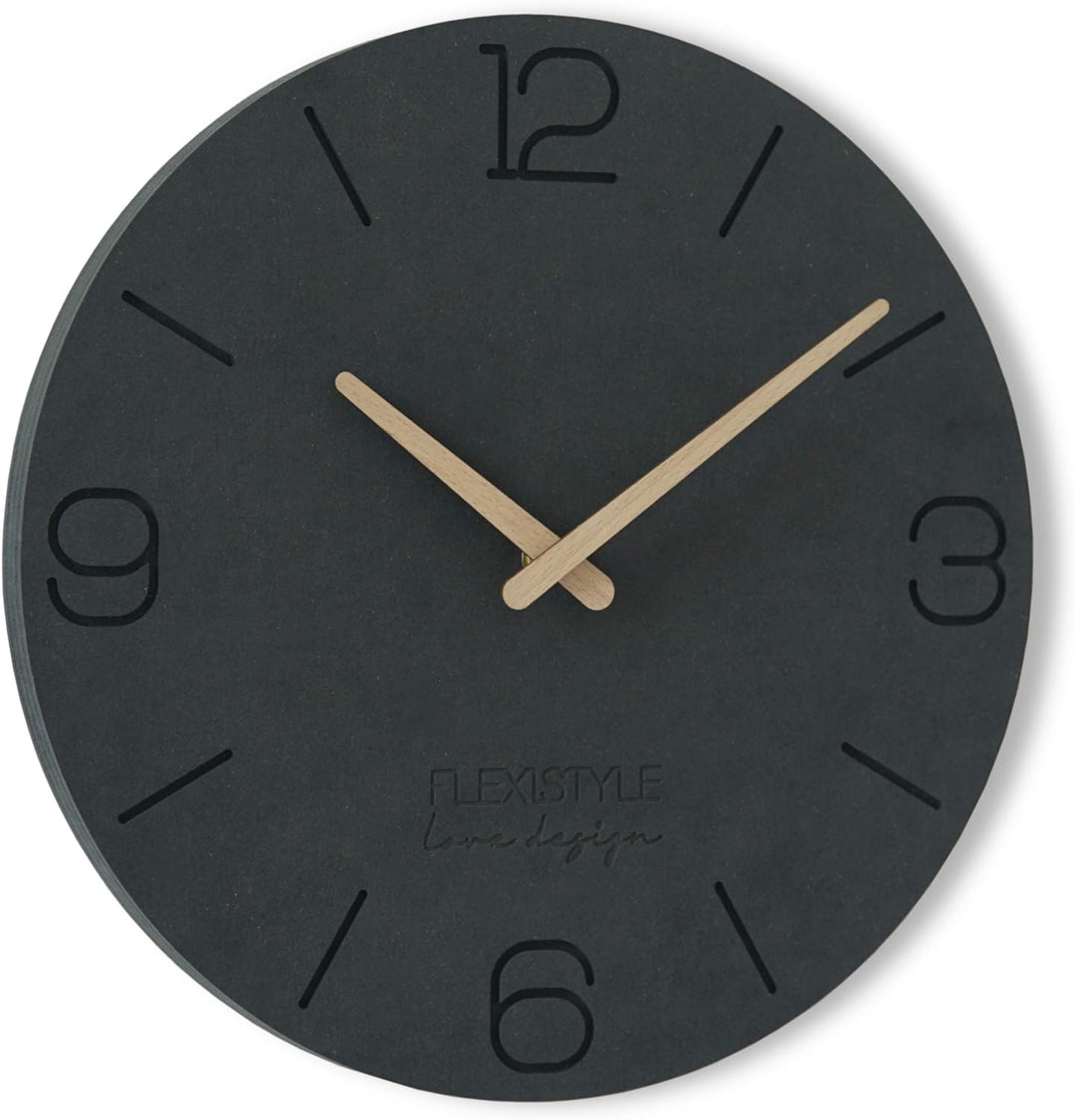 FLEXISTYLE Wanduhr ohne tickgeräusche ECO 30cm, Wohnzimmer, Schlafzimmer, in Europa hergestellt (Sch
