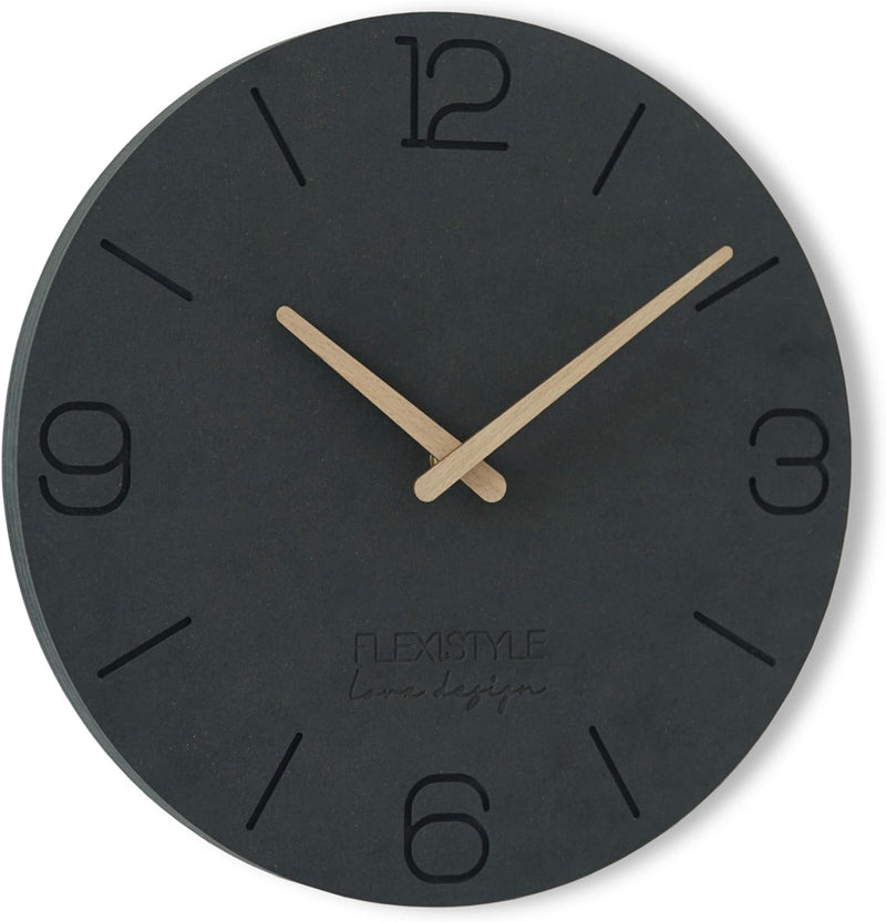 FLEXISTYLE Wanduhr ohne tickgeräusche ECO 30cm, Wohnzimmer, Schlafzimmer, in Europa hergestellt (Sch