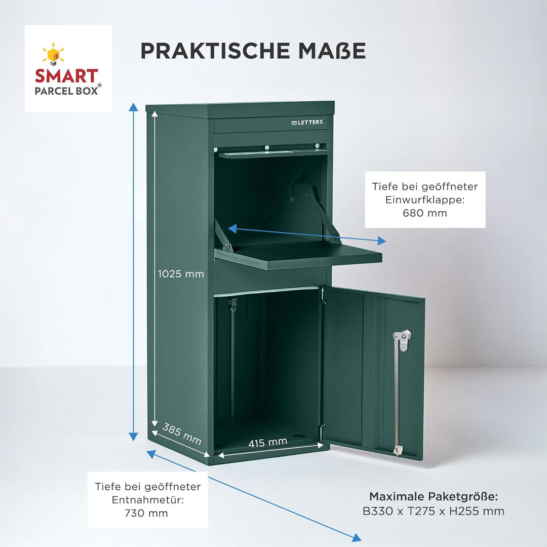 SMART PARCEL BOX Paketbox draussen, Standbriefkasten mit Paketfach, Paketbriefkasten XXL, grosse Pos