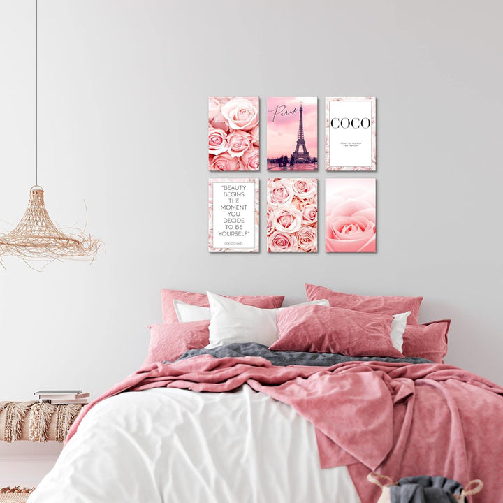 Novart Wandbilder Set - KOMPLETT AUFHÄNGFERTIG - Made in Germany - Moderne Bilder Coco Wohnzimmer Mä