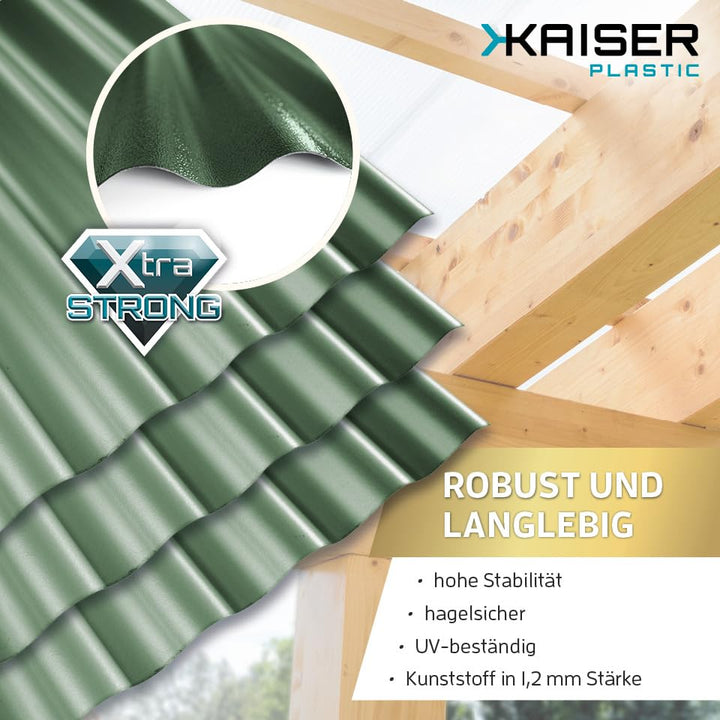 KAISER plastic® Wellplatten grün | Wellplatten Dach, Welldach Kunststoff | Dachplatten wetterfest |