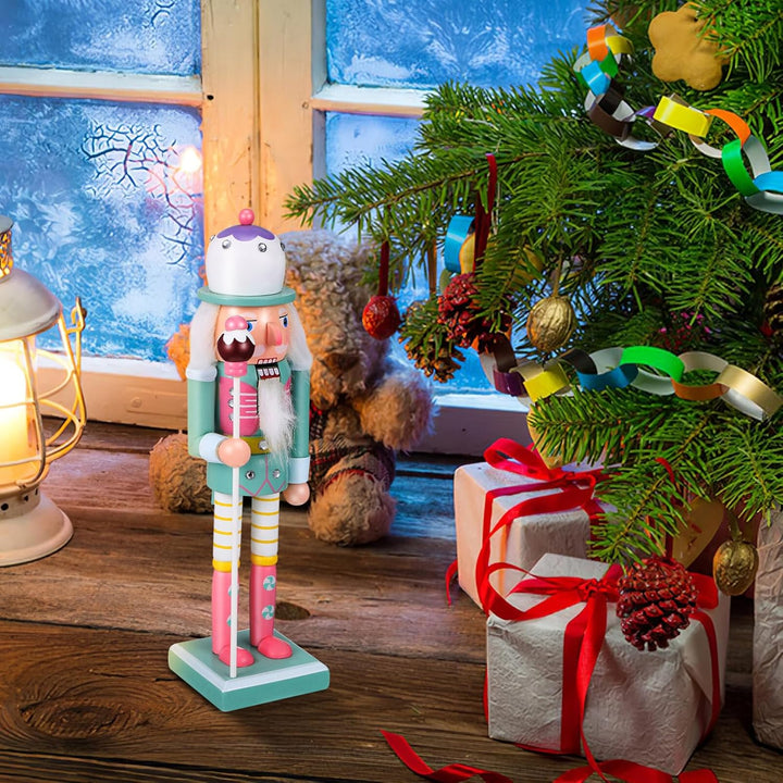 VALICLUD Weihnachtsdekorationen Weihnachts-Nussknacker-Figuren Rosa Nussknacker-Ornament Grün-Rosa N