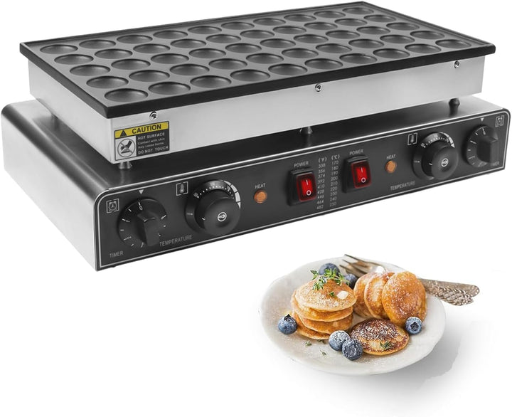 Mini Dutch Pancake Maker 50PCS, Kommerzielle Antihaft-Crepesmaker Maschine 50-300℃ Temp und 0-5 Zeit
