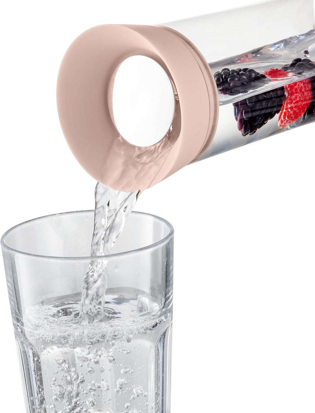 blomus Wasserkaraffe DRIWA | Glaskaraffe aus Glas mit Deckel-Ausgiesser und Fruchtspiess | 1 l | Far