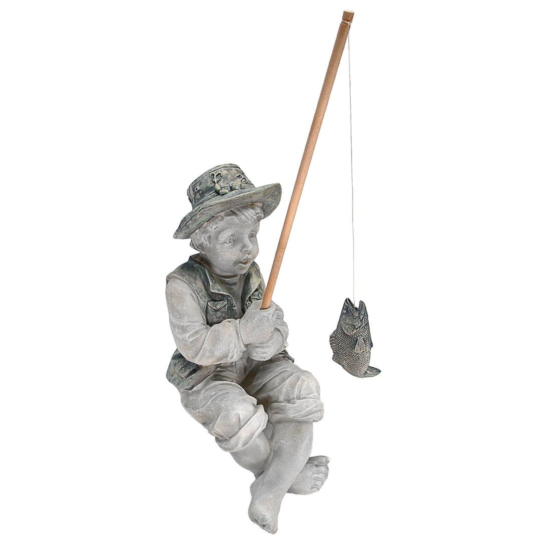 Design Toscano Junge Frederic mit Angel Figur, Masse: 38 x 24 x 17 cm, Frederic