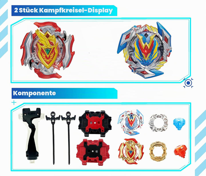 Gytobytle104 & 105 Bey Kampfkreisel Metal Fusion Blade Kreisel Set mit Launcher Griff Valtryek Achil