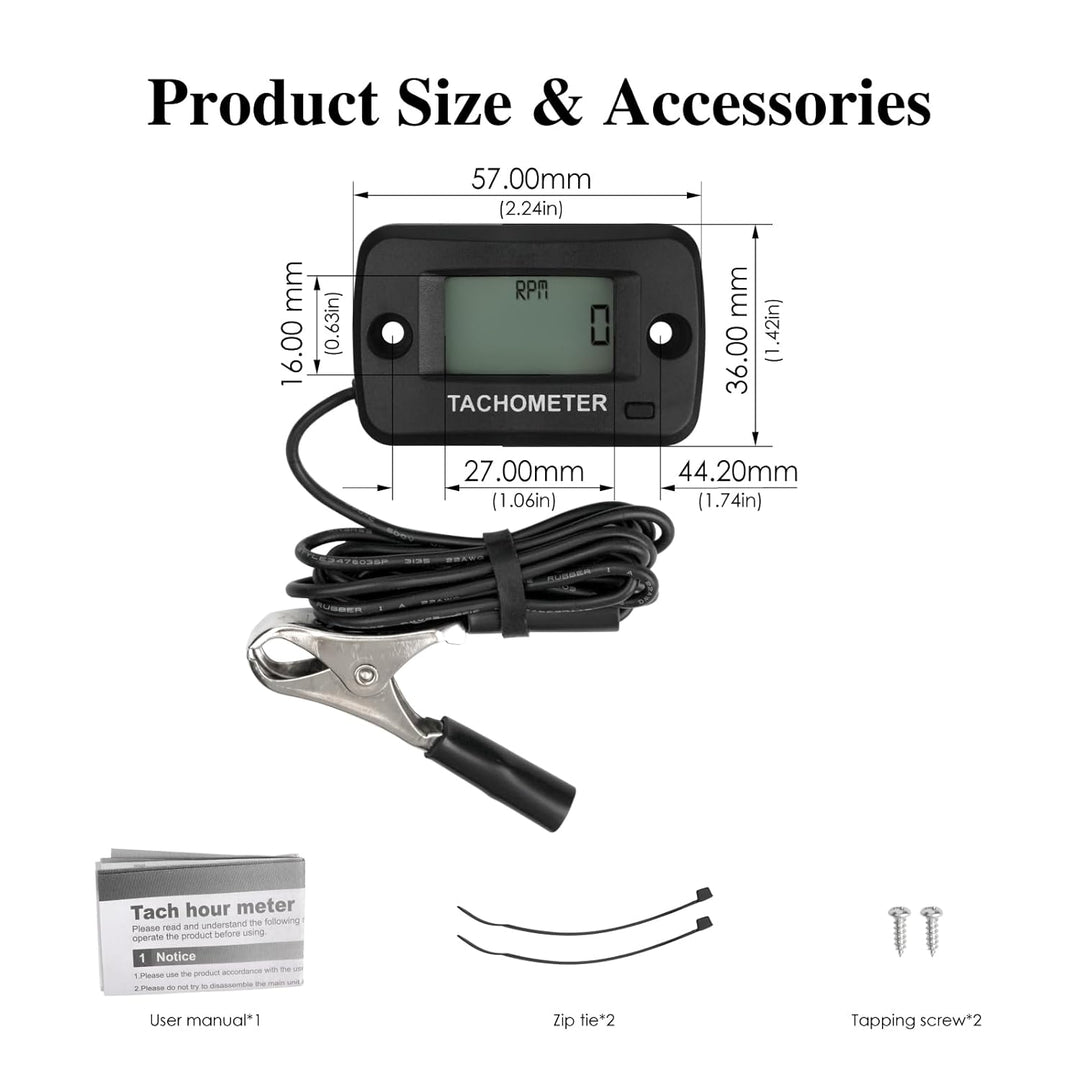 NInE-ROnG Jayron LCD Digital Benzin Induktiver Drehzahlmesser Wasserdicht für Motorrad Motocross Ras