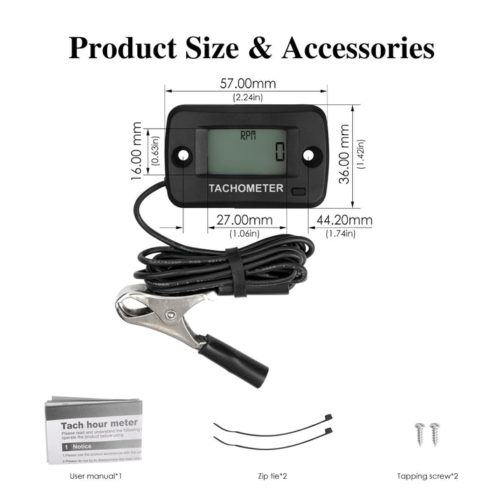 NInE-ROnG Jayron LCD Digital Benzin Induktiver Drehzahlmesser Wasserdicht für Motorrad Motocross Ras