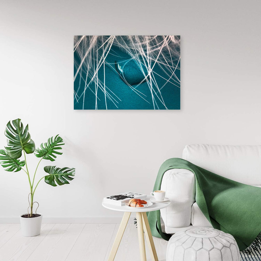 Feeby Leinwandbild Wassertropfen Bild Kunstdruck Natur Blau 80x60 cm M14230 80x60 cm, M14230 80x60 c