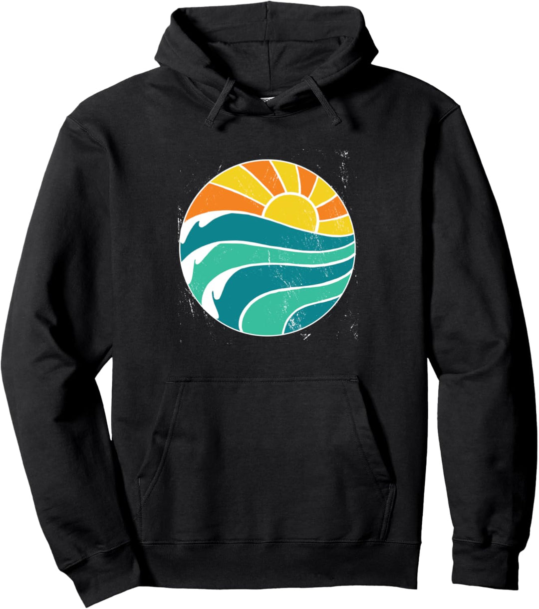 Sommer Design mit Sonne und Meeres Wellen Pullover Hoodie