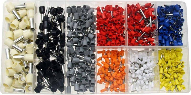 800 x Aderendhülsen-Sortiment - isoliert - Querschnitt 0,5 0,75, 1,0 1,5 2,5 4,0 6,0 10,0 mm² Länge