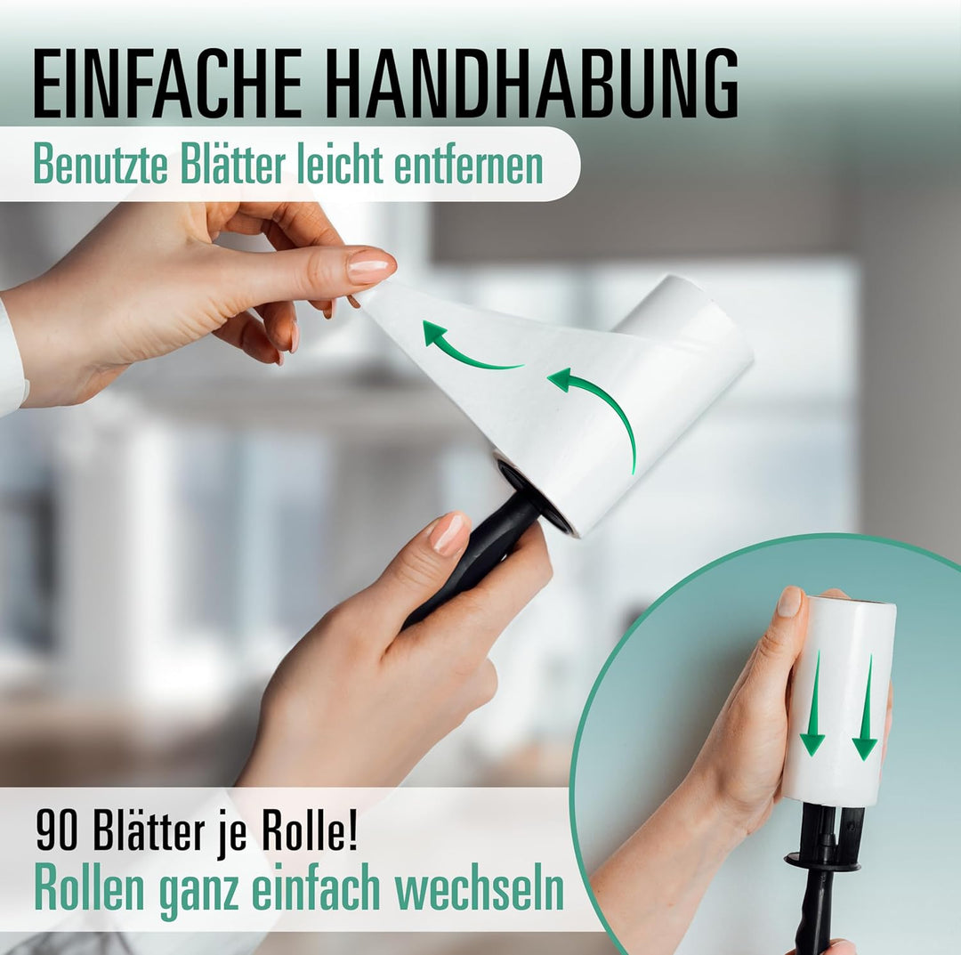 SIMPLYHACK - Fusselrolle - [8er] Set - 720 Blatt - Ersatzrollen für gängige Fusselrollen - hohe Kleb