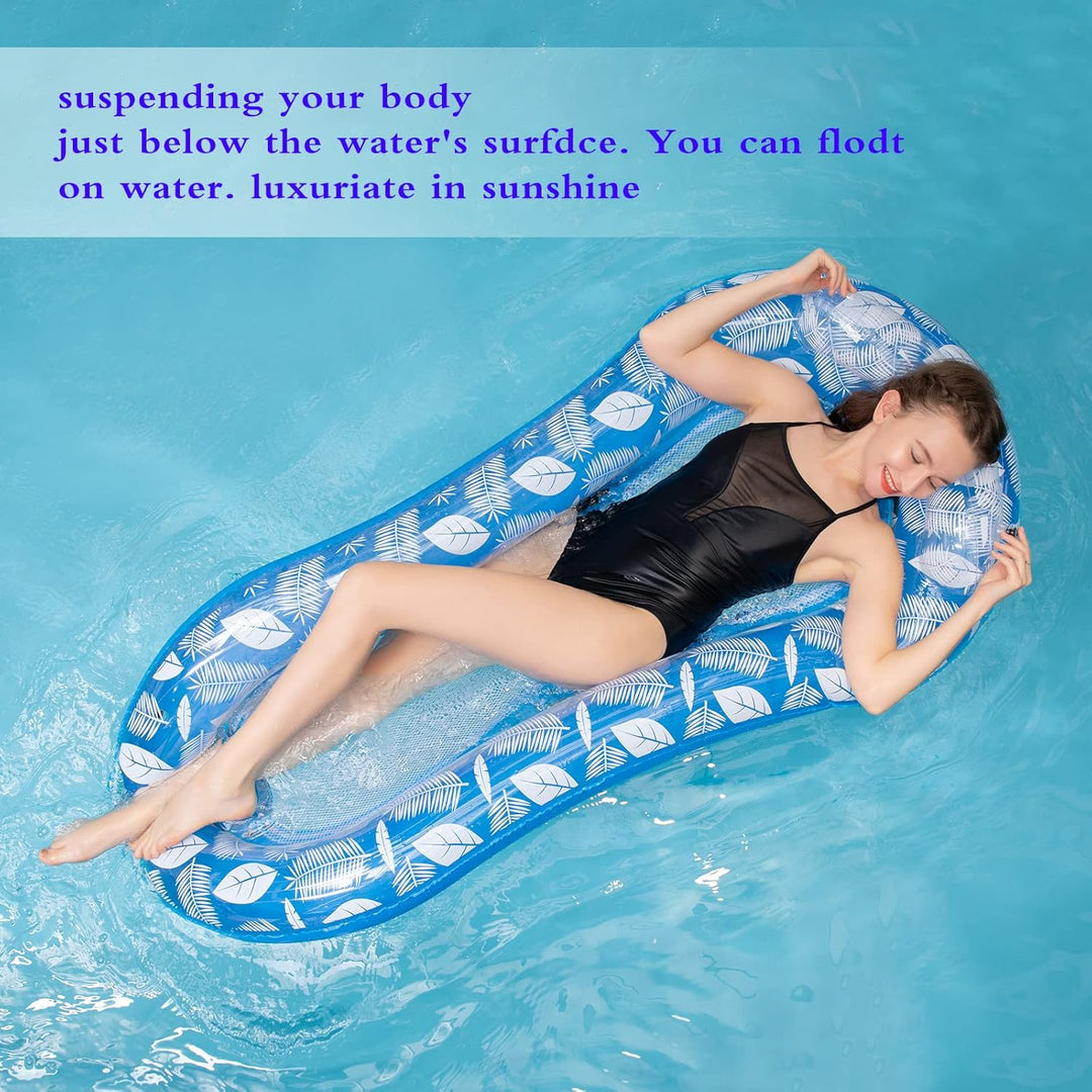 Luftmatratze Pool Hängematte mit Mesh, Aufblasbare Wasserhängematte Luftmatratze mit Netz und Kopfst