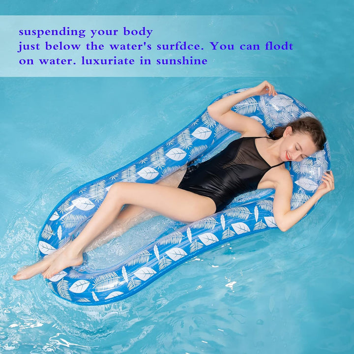 Luftmatratze Pool Hängematte mit Mesh, Aufblasbare Wasserhängematte Luftmatratze mit Netz und Kopfst