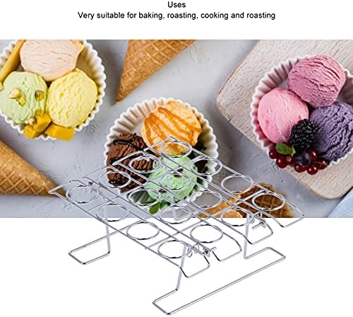 16-Fach Edelstahl Cupcake und Eiskegelständer, Faltbarer Gebäckhalter für Küche und Backen, Silber